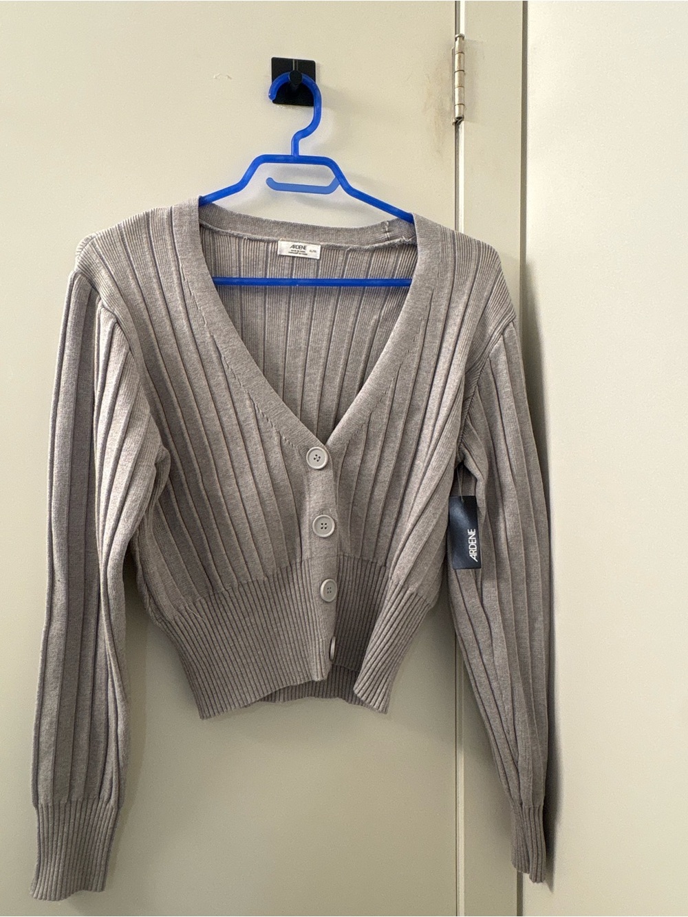 Ardene Ribbed V-Neck Button Front Cropped Cardigan